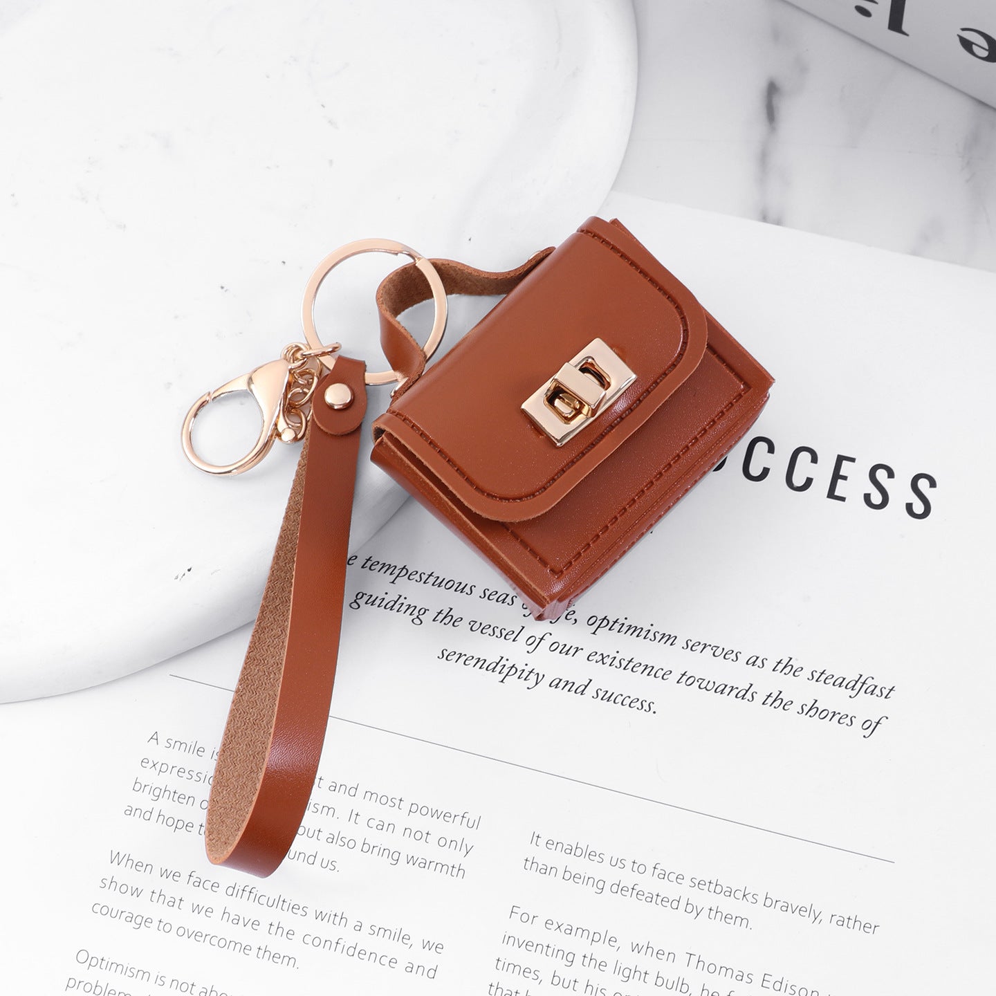 Multicolor Red Bag Charm Key Chain In PU Leather For Stylish Bag Accessories