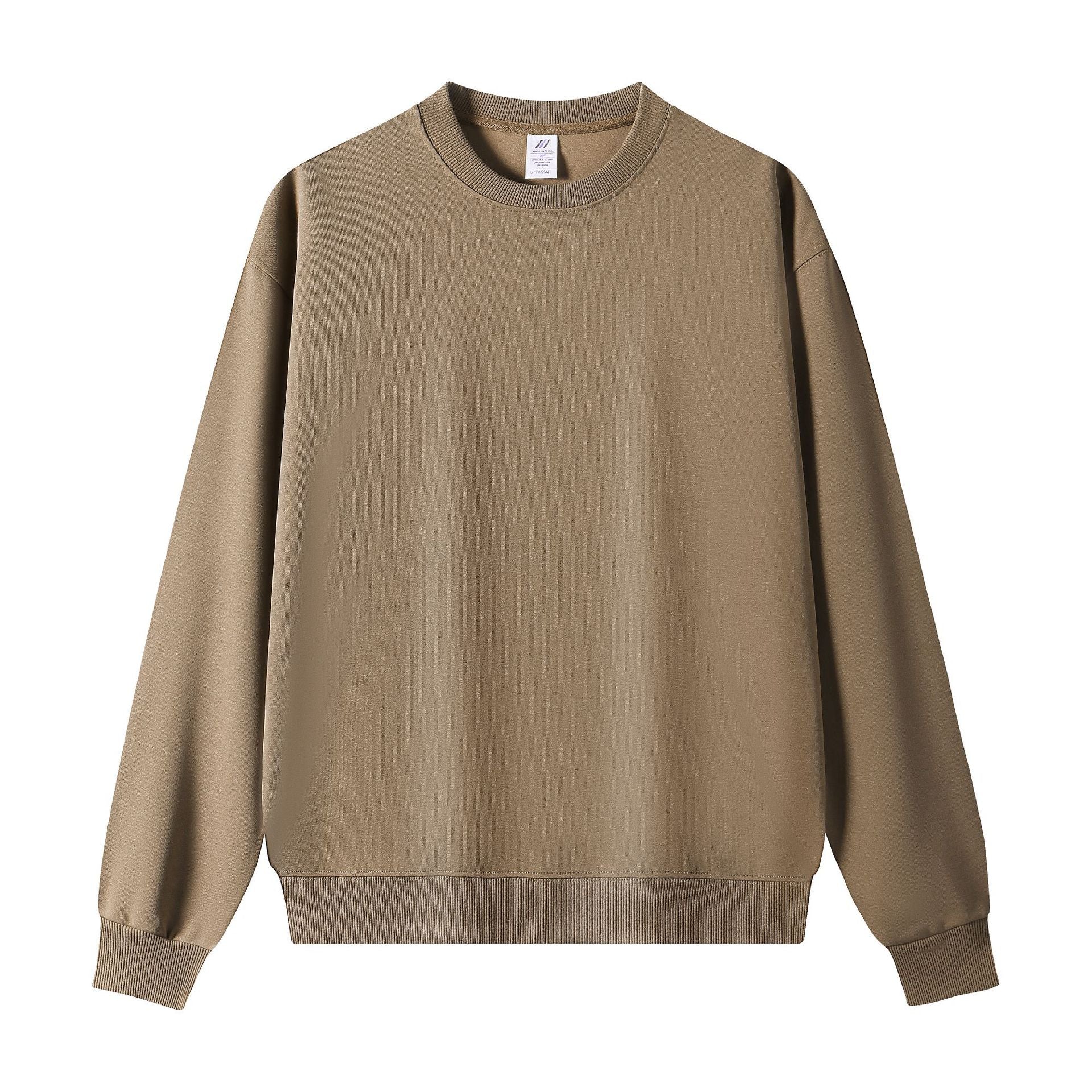 Men's Vintage Style Solid Color Hoodie In Coffer With Long Sleeve Cotton Blends Fabric