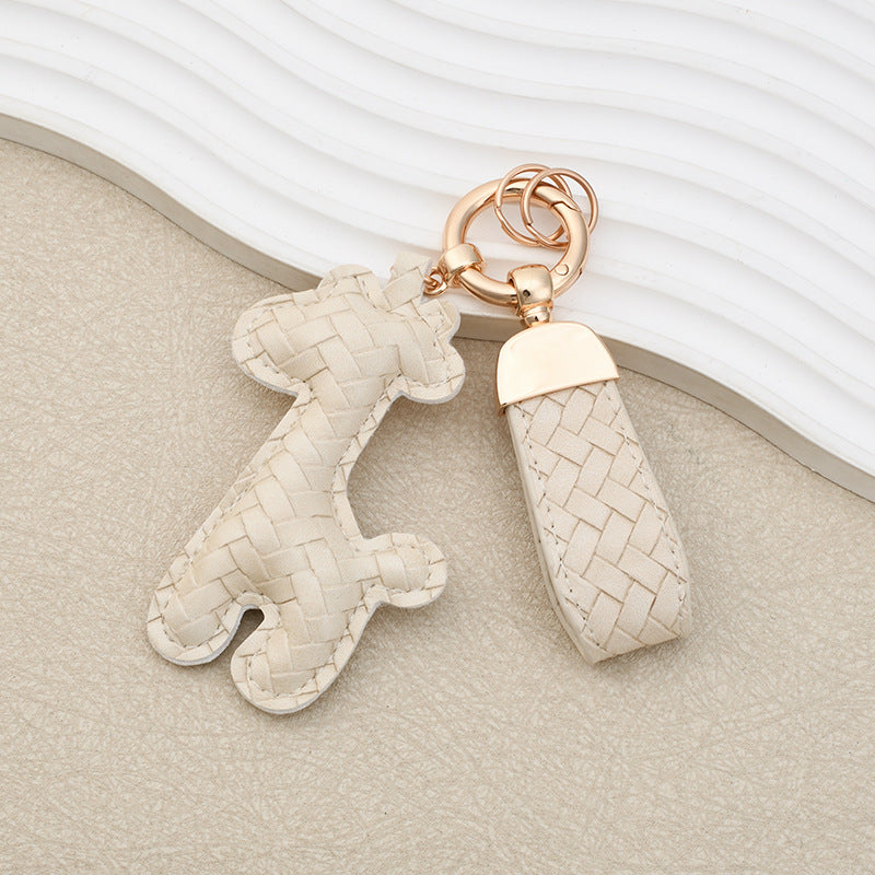 Giraffe Key Chain In Apricot Featuring Durable PU Leather Material