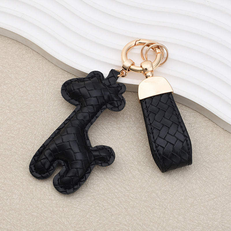 Giraffe Key Chain In Apricot Featuring Durable PU Leather Material
