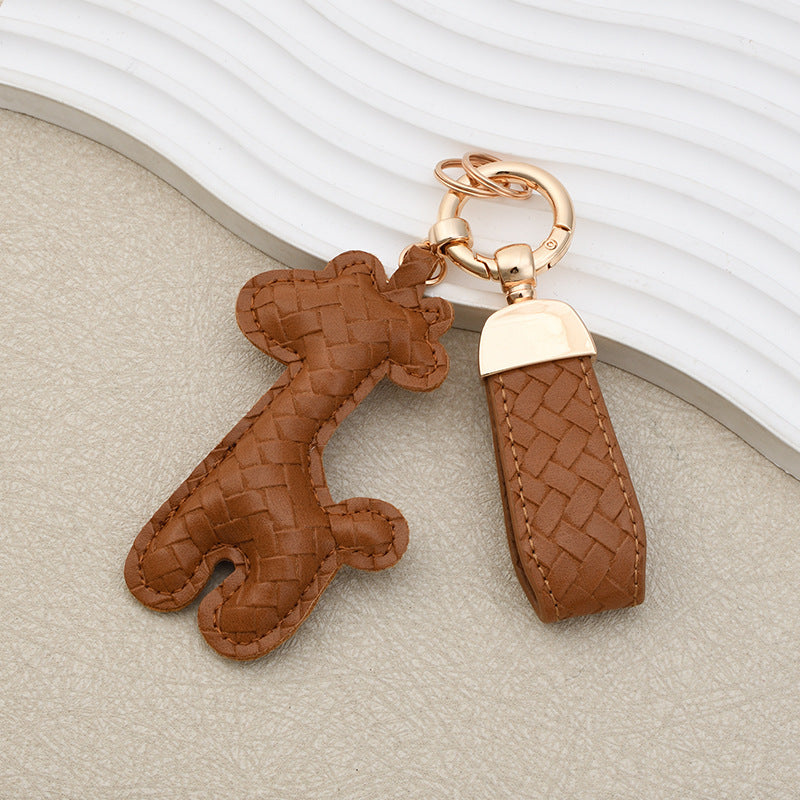 Giraffe Key Chain In Apricot Featuring Durable PU Leather Material