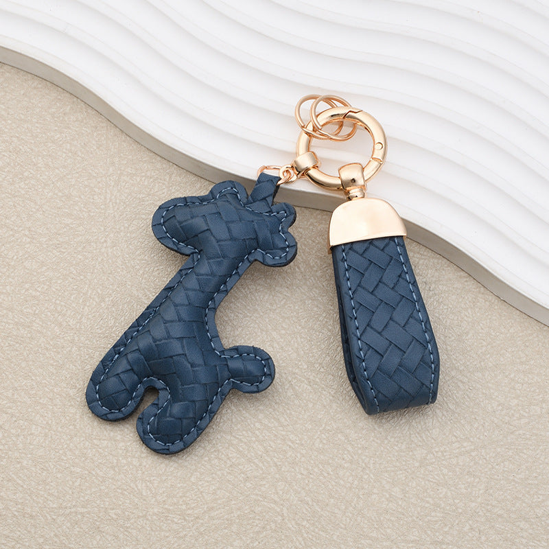 Giraffe Key Chain In Apricot Featuring Durable PU Leather Material