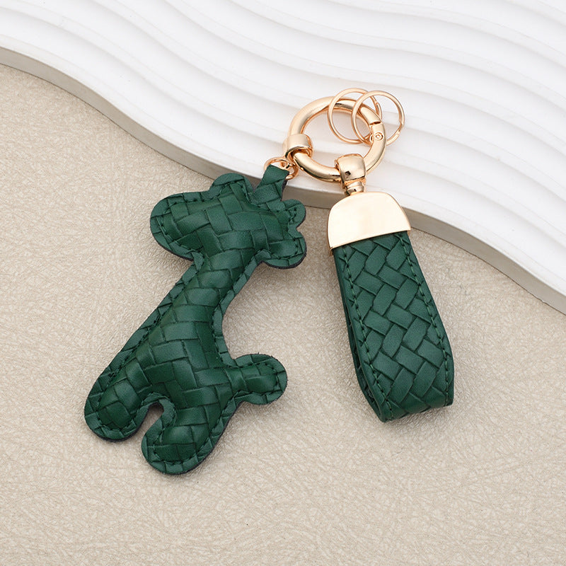 Giraffe Key Chain In Apricot Featuring Durable PU Leather Material