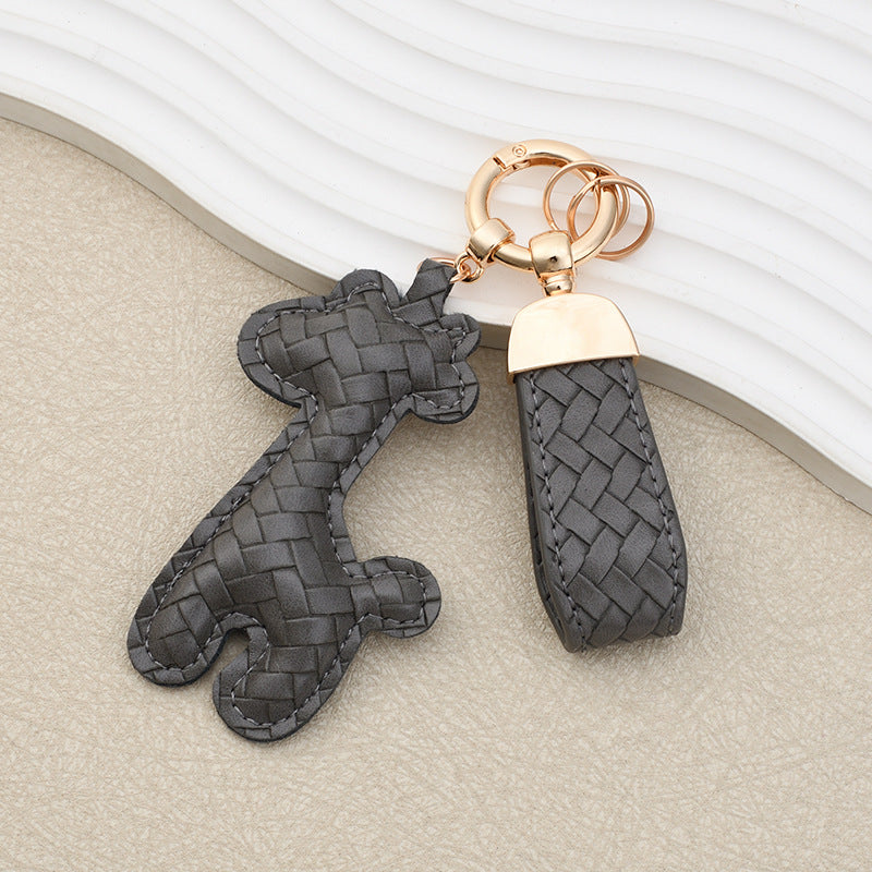 Giraffe Key Chain In Apricot Featuring Durable PU Leather Material