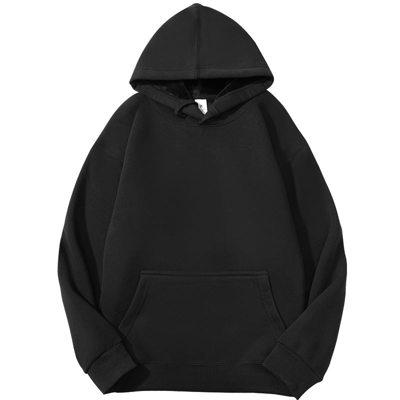 Men's Solid Color White Fleece Hoodie With Long Sleeve
