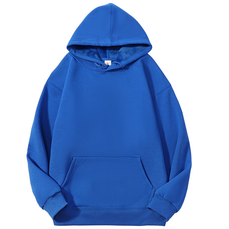 Men's Solid Color White Fleece Hoodie With Long Sleeve