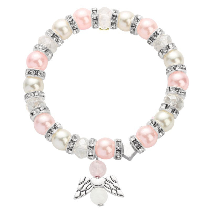 Heart Shape Bracelet For Women With Rhinestones And Imitation Pearl Featuring Simple Style Braid Design