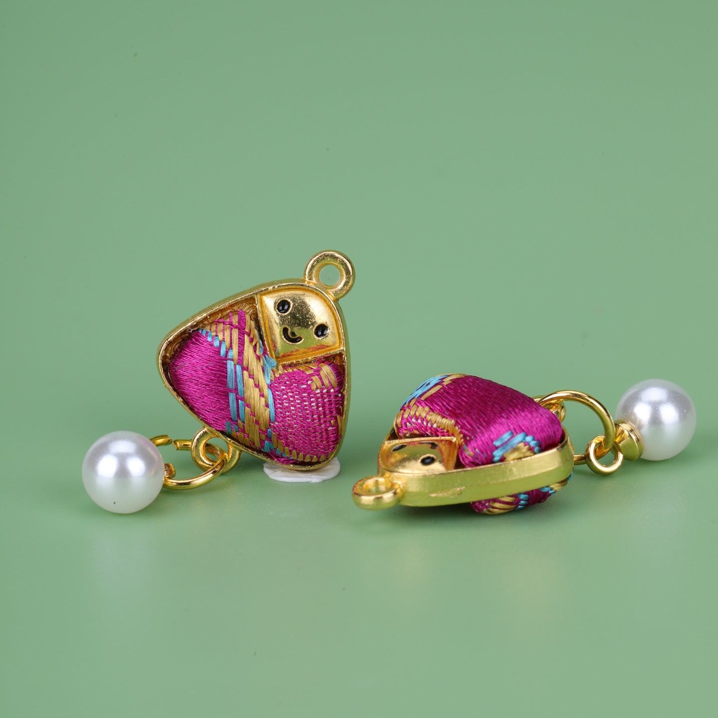 Handmade Alloy Pendant In Natural Pink Featuring Chinoiserie Style, Crafted With Fine Artistry