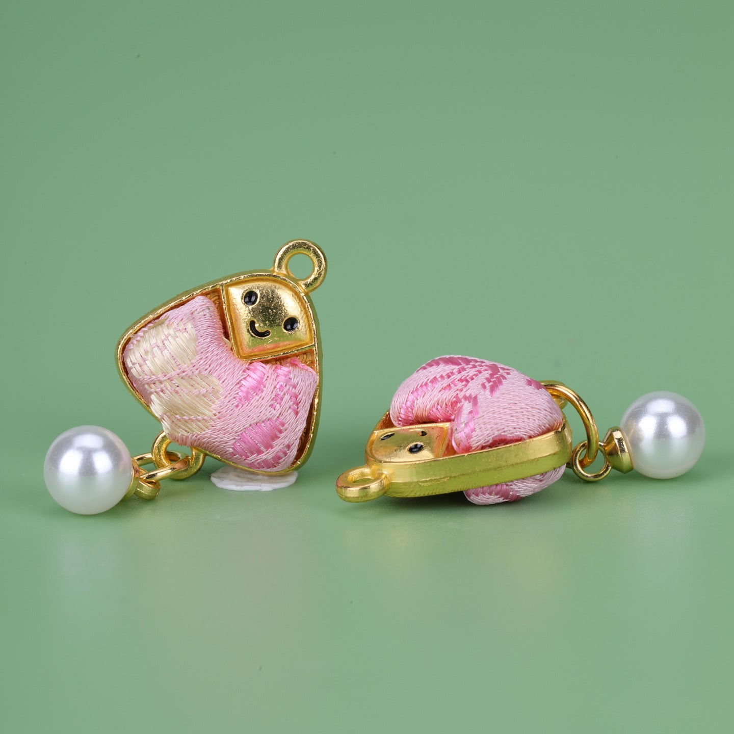Handmade Alloy Pendant In Natural Pink Featuring Chinoiserie Style, Crafted With Fine Artistry