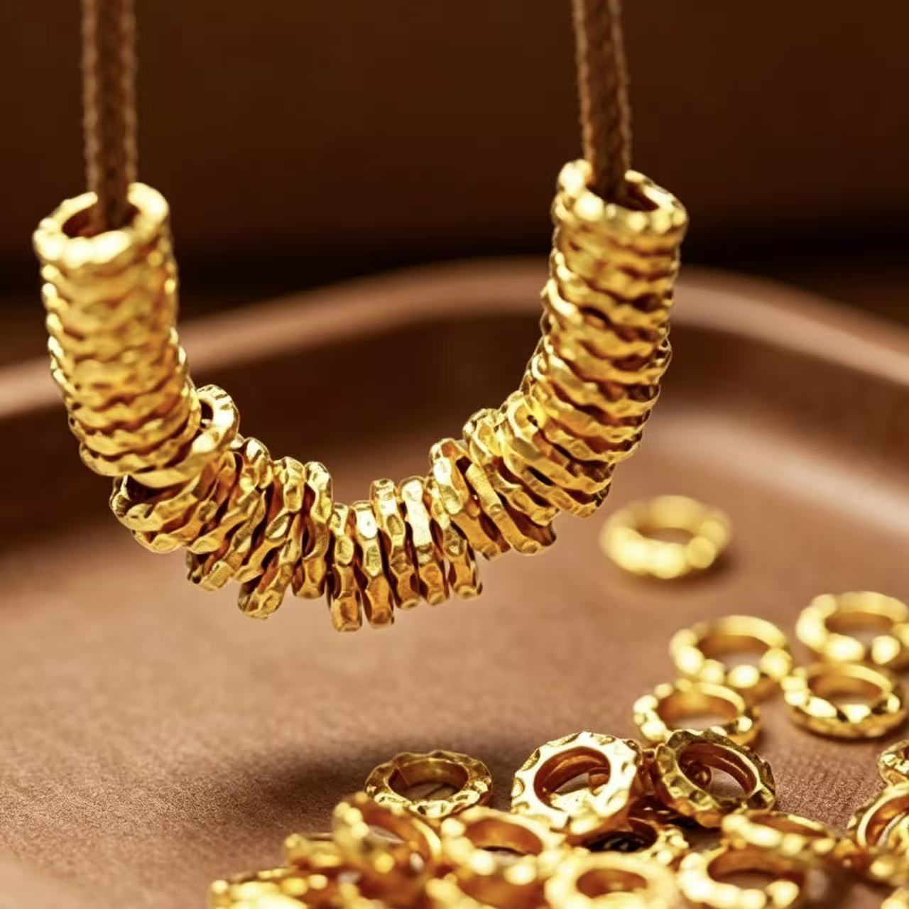 Maya Electroplated Golden Plated Copper Spacer Bars With Hole Size 6~9.9mm For Jewelry Accessories