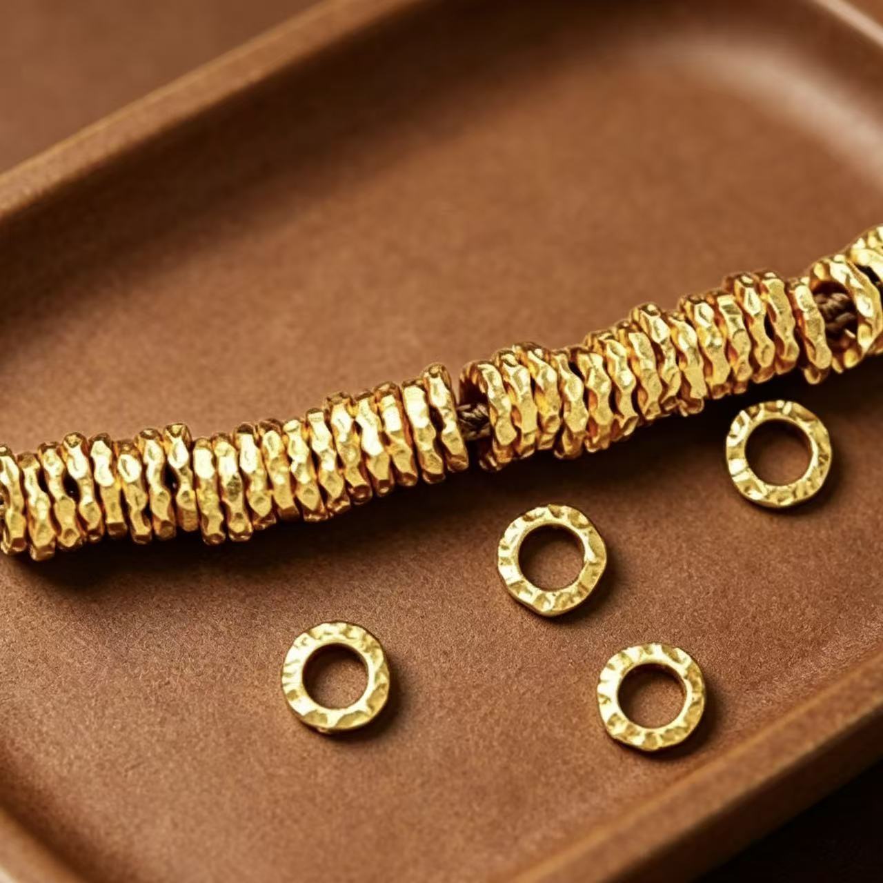 Maya Electroplated Golden Plated Copper Spacer Bars With Hole Size 6~9.9mm For Jewelry Accessories