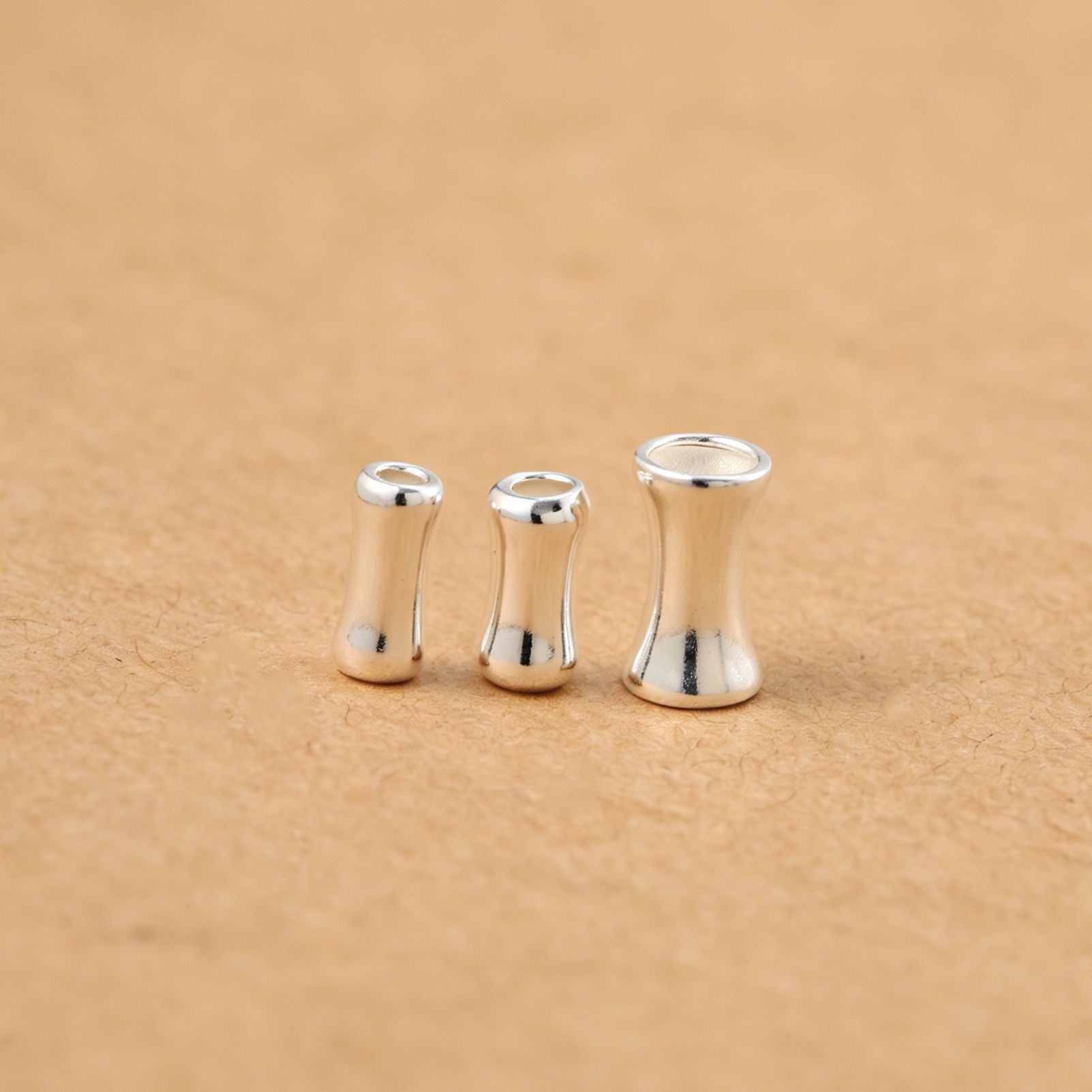 Handmade S999 Silver Bamboo Beads With 3mm Diameter In Silver For Jewelry Accessories Featuring Chinoiserie Style