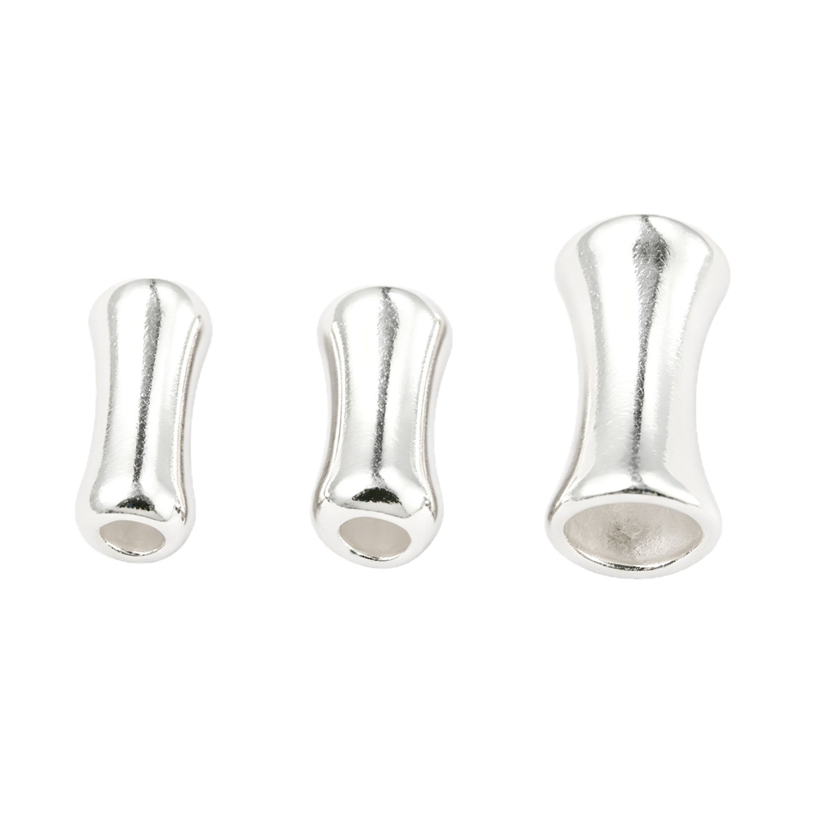 Handmade S999 Silver Bamboo Beads With 3mm Diameter In Silver For Jewelry Accessories Featuring Chinoiserie Style