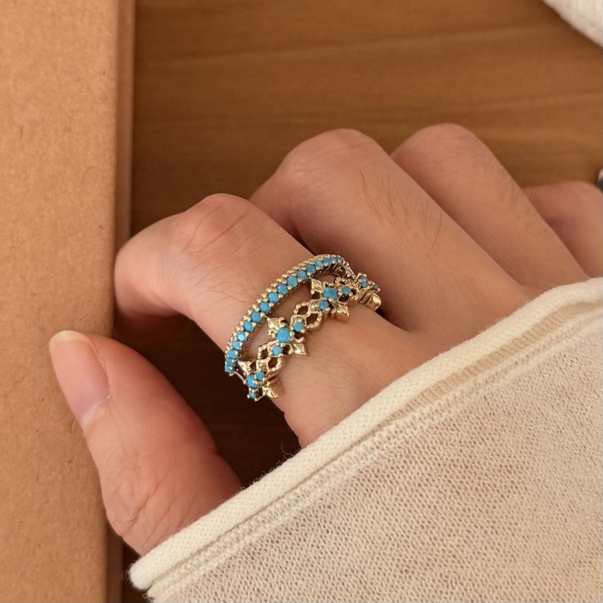 Fireworks Open Rings For Women In New Style, Electroplated Copper With Crystal Inlay