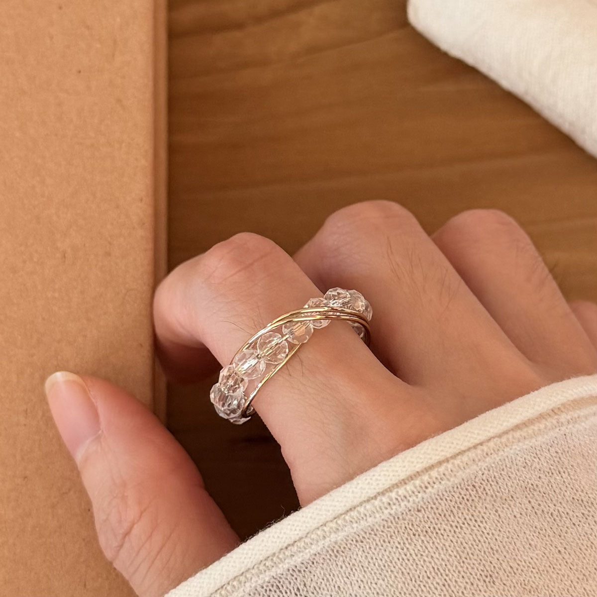 Fireworks Open Rings For Women In New Style, Electroplated Copper With Crystal Inlay