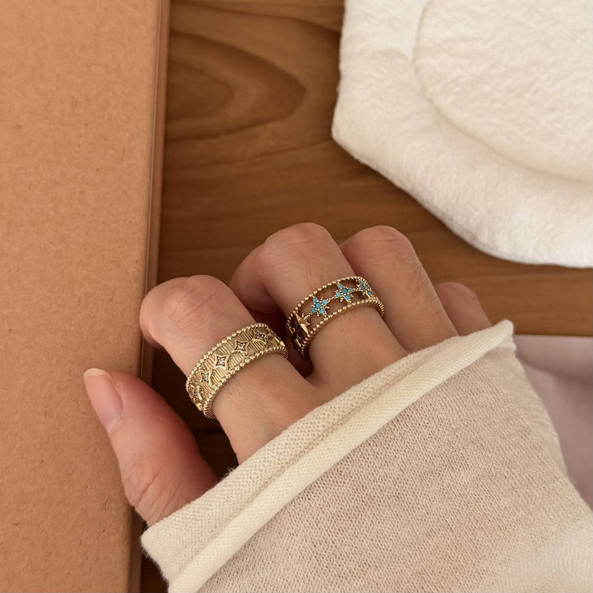 Fireworks Open Rings For Women In New Style, Electroplated Copper With Crystal Inlay