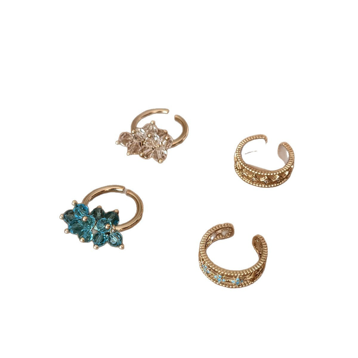Fireworks Open Rings For Women In New Style, Electroplated Copper With Crystal Inlay