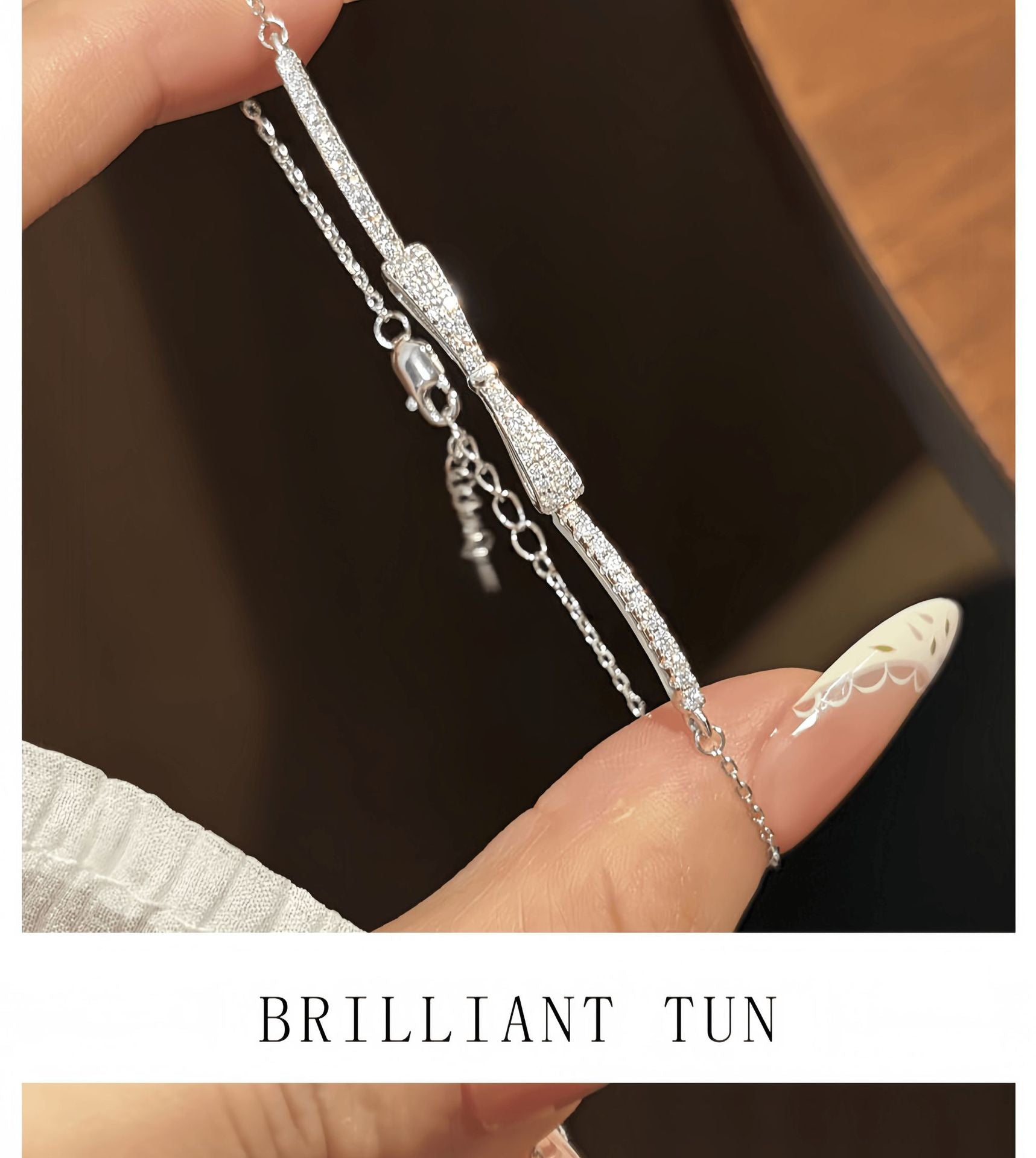 Bow Tie Bracelet In 925 Sterling Silver With Moissanite Inlay, New Style For Women