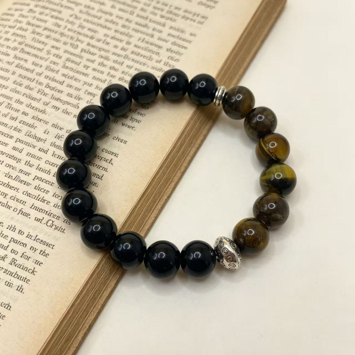 Ethnic Style Tiger Eye Bracelets With Tiger Skin Pattern, Knitting Craft, Perfect For Wedding Couples