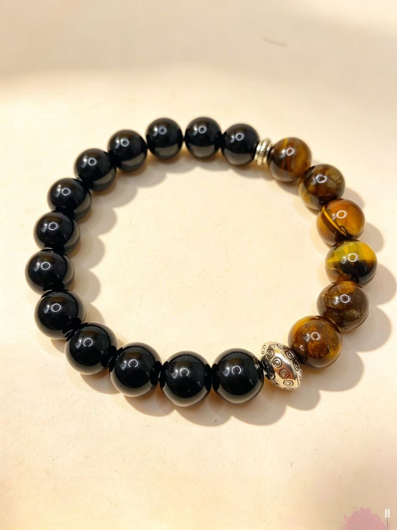 Ethnic Style Tiger Eye Bracelets With Tiger Skin Pattern, Knitting Craft, Perfect For Wedding Couples