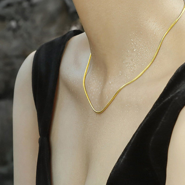 Gold Snake Necklace For Women In 925 Sterling Silver With Electroplated Finish And Snake Chain