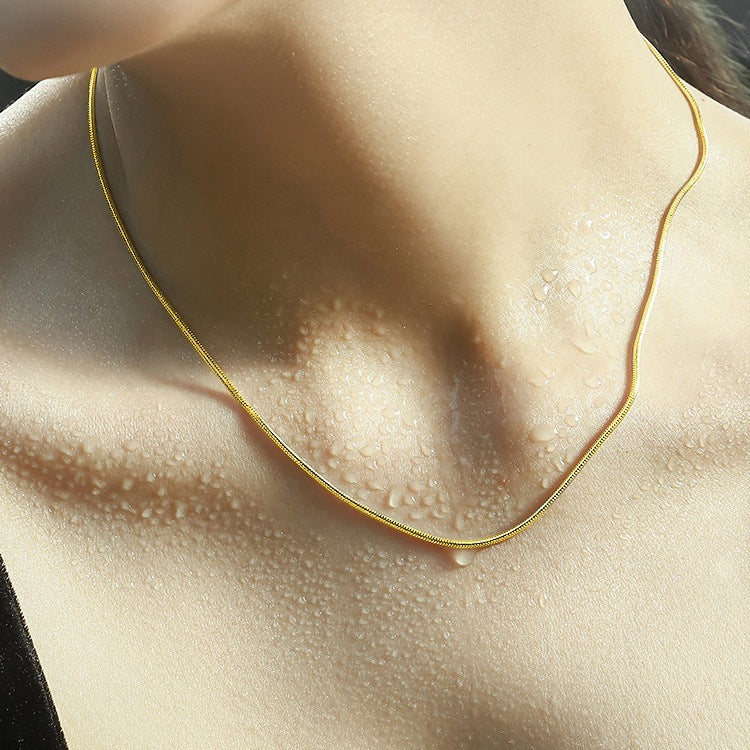 Gold Snake Necklace For Women In 925 Sterling Silver With Electroplated Finish And Snake Chain
