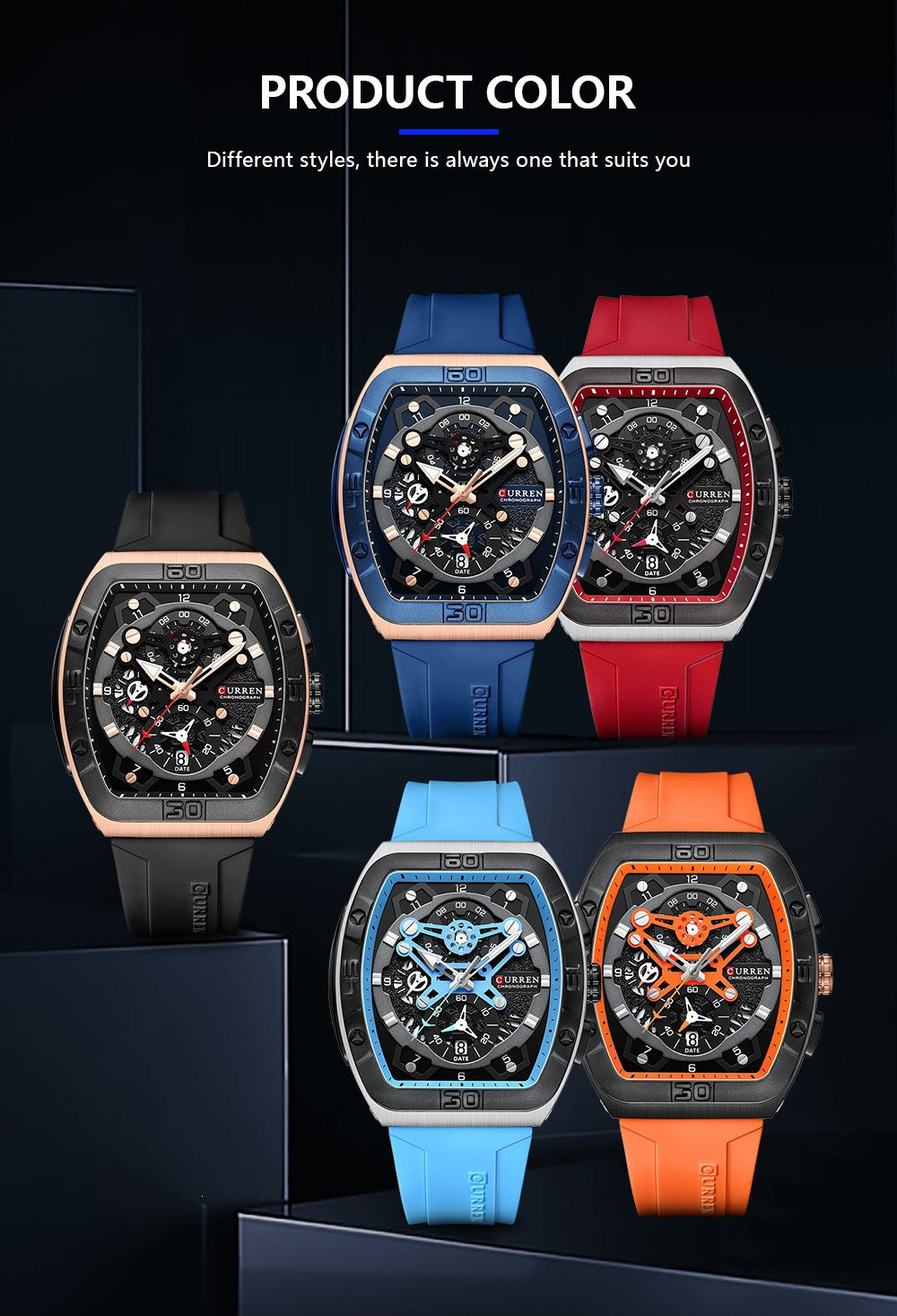 Men's Quartz Watch With Rectangle Dial, Silica Gel Strap And Pin Buckle, Featuring Ordinary Glass Mirror