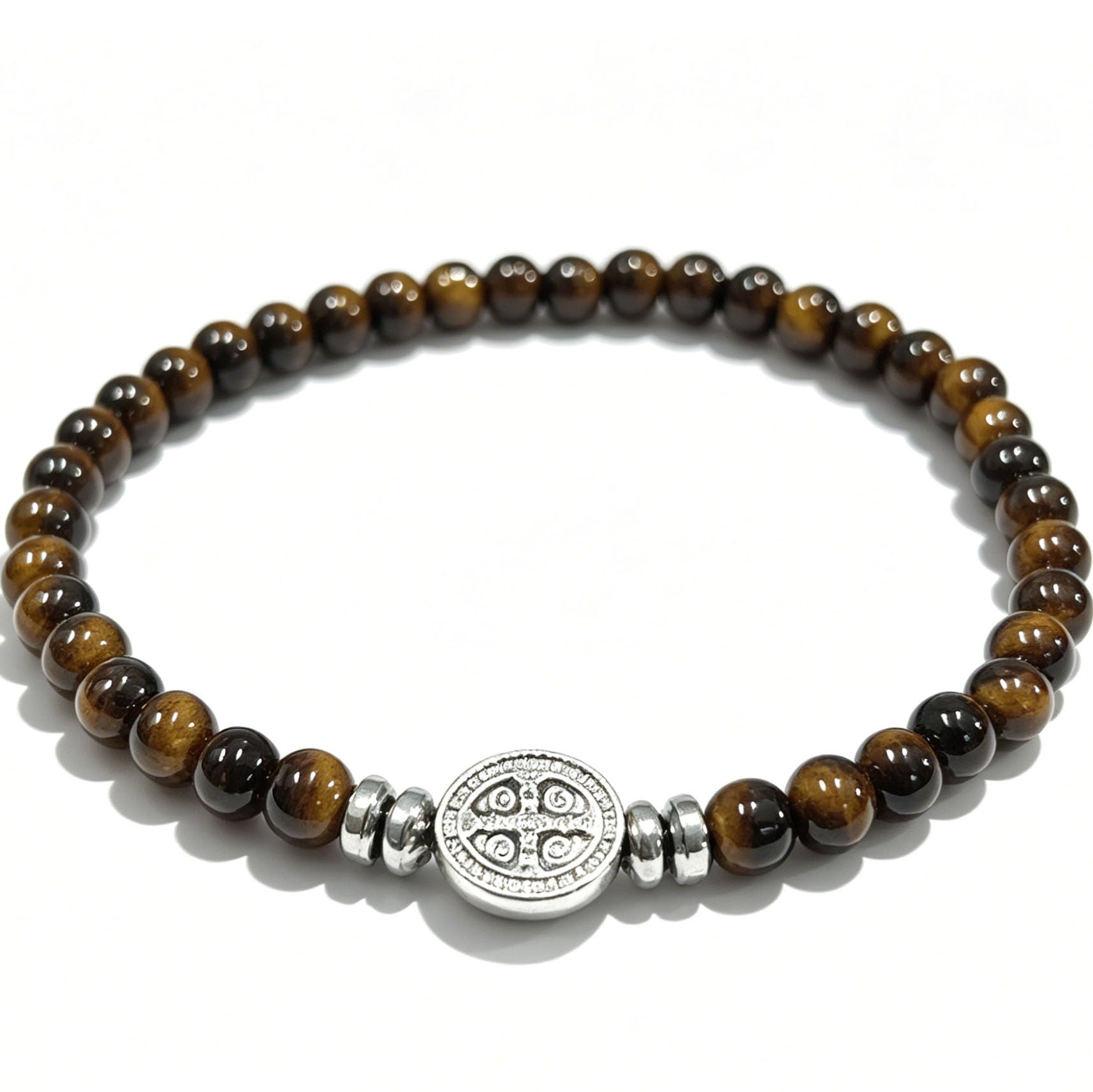 Nordic Style Cross Beading Bracelet With Natural Stone And Alloy Pendant For Unisex