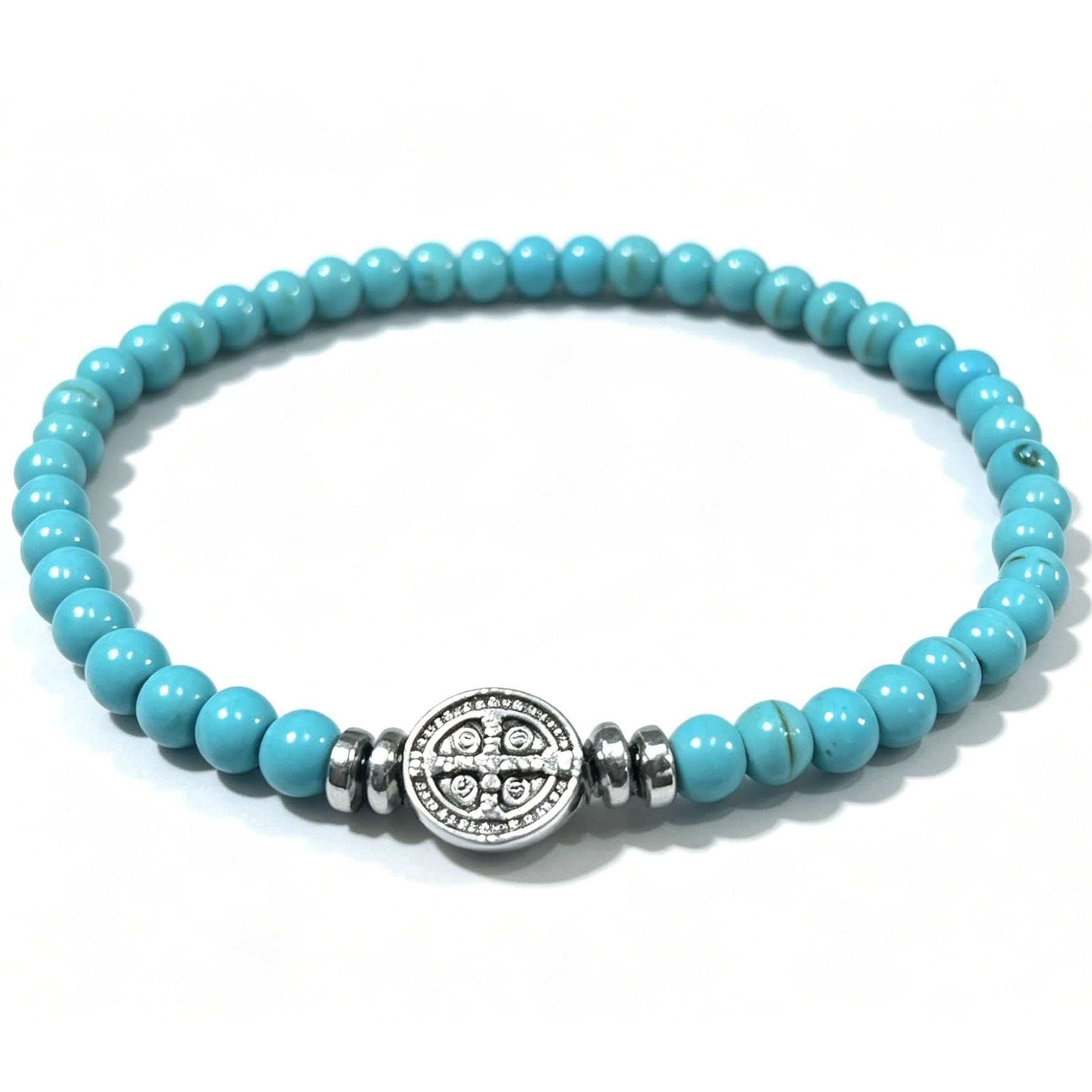Nordic Style Cross Beading Bracelet With Natural Stone And Alloy Pendant For Unisex