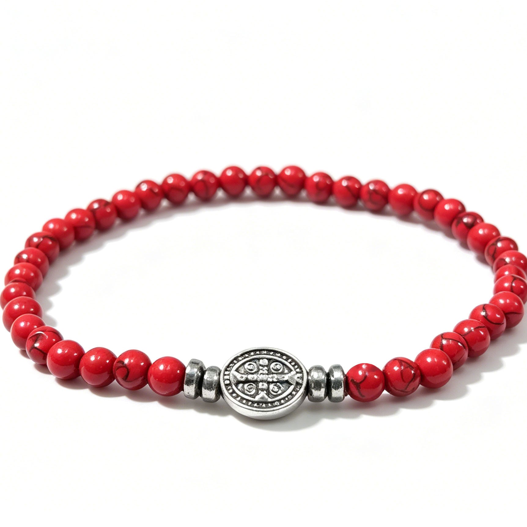 Nordic Style Cross Beading Bracelet With Natural Stone And Alloy Pendant For Unisex