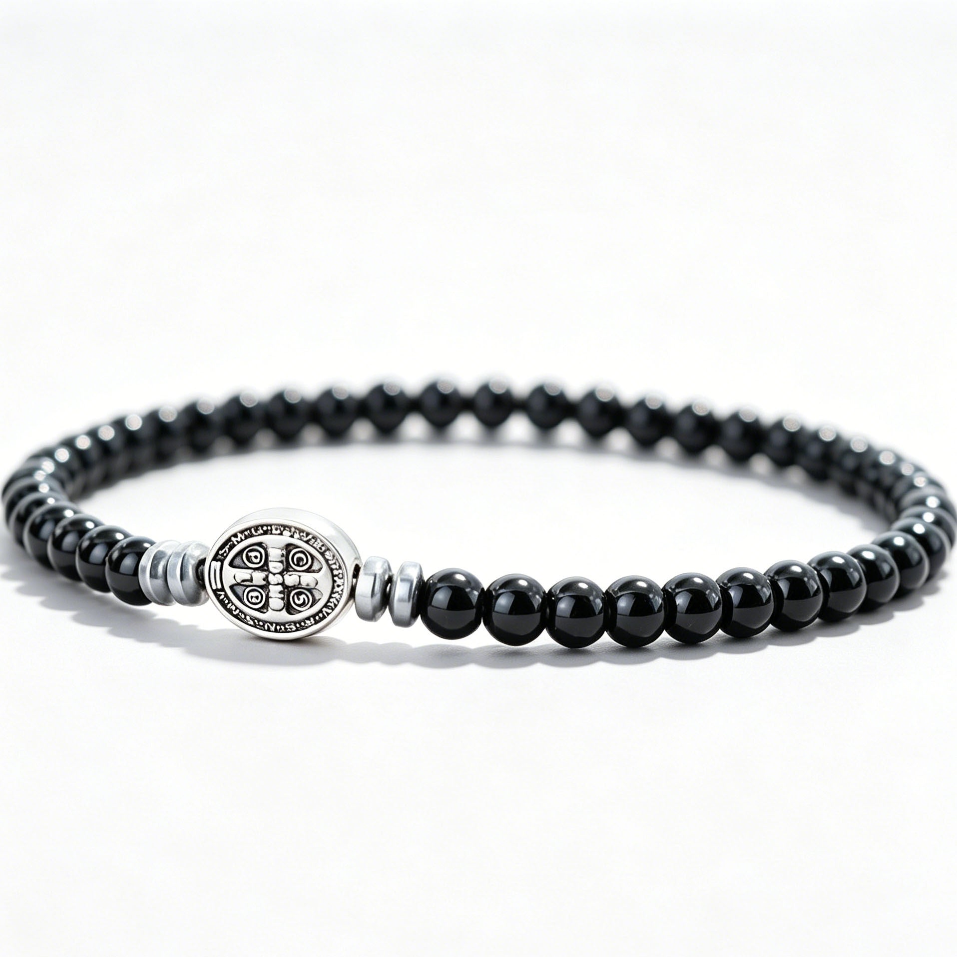 Nordic Style Cross Beading Bracelet With Natural Stone And Alloy Pendant For Unisex