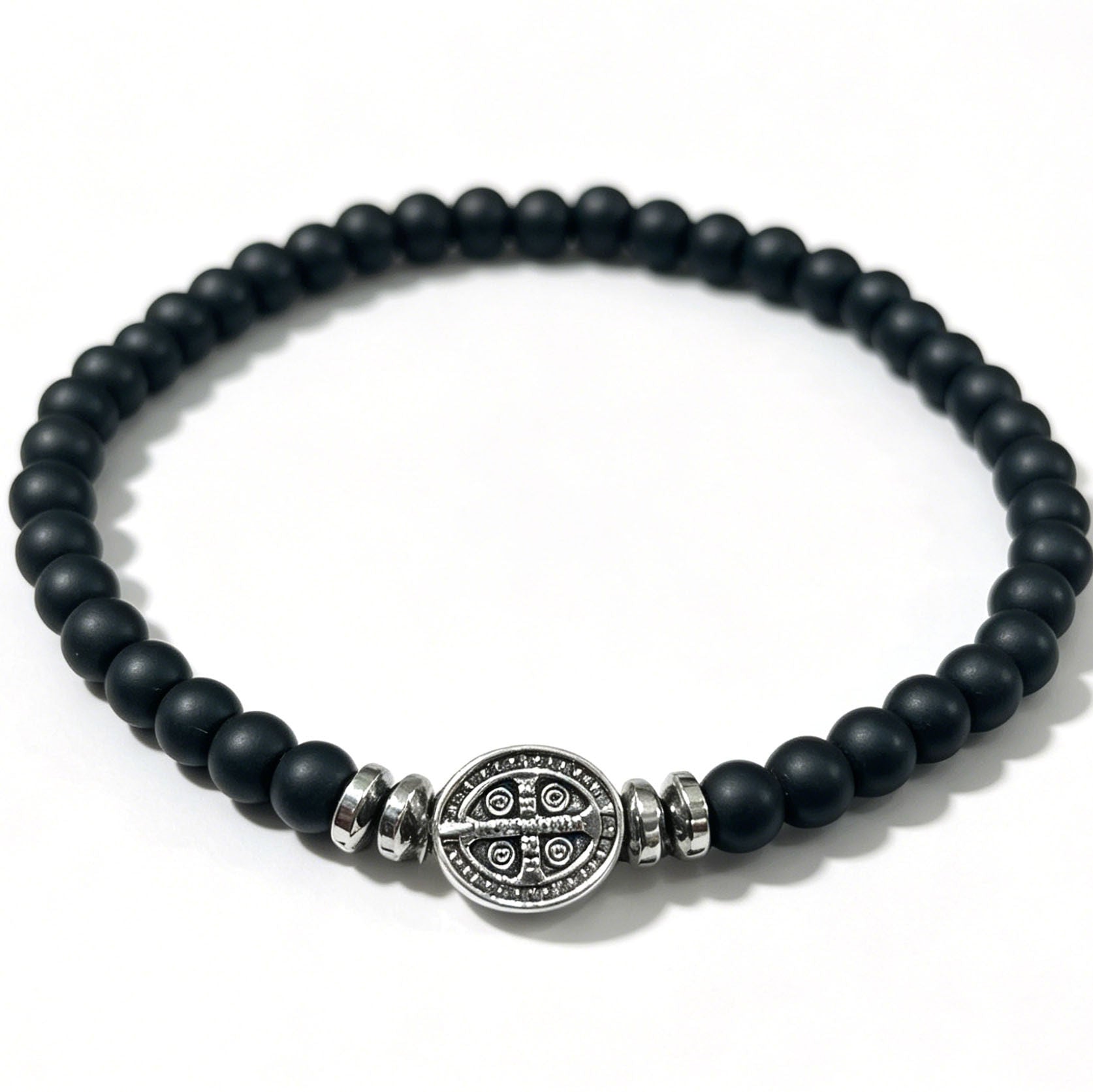 Nordic Style Cross Beading Bracelet With Natural Stone And Alloy Pendant For Unisex
