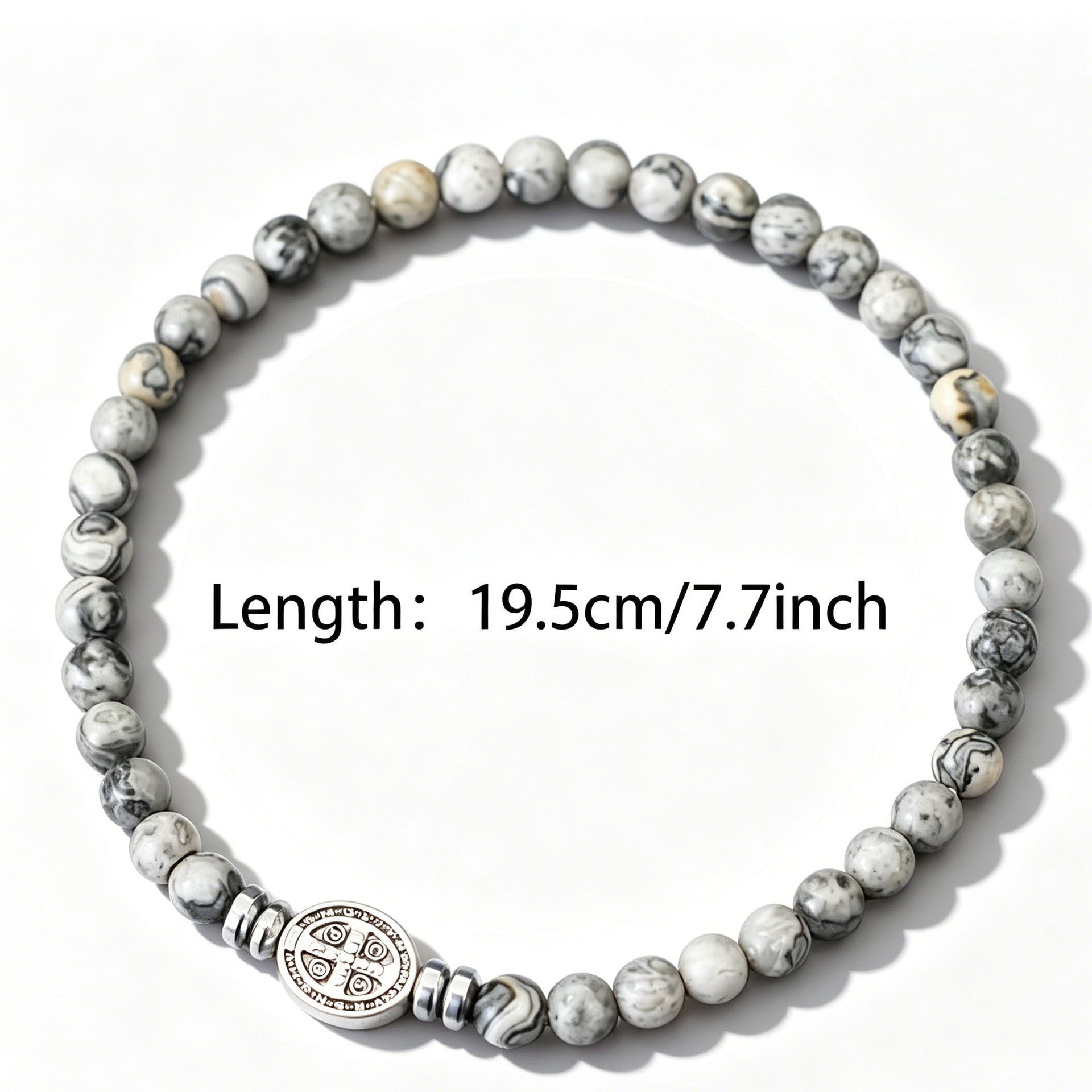 Nordic Style Cross Beading Bracelet With Natural Stone And Alloy Pendant For Unisex