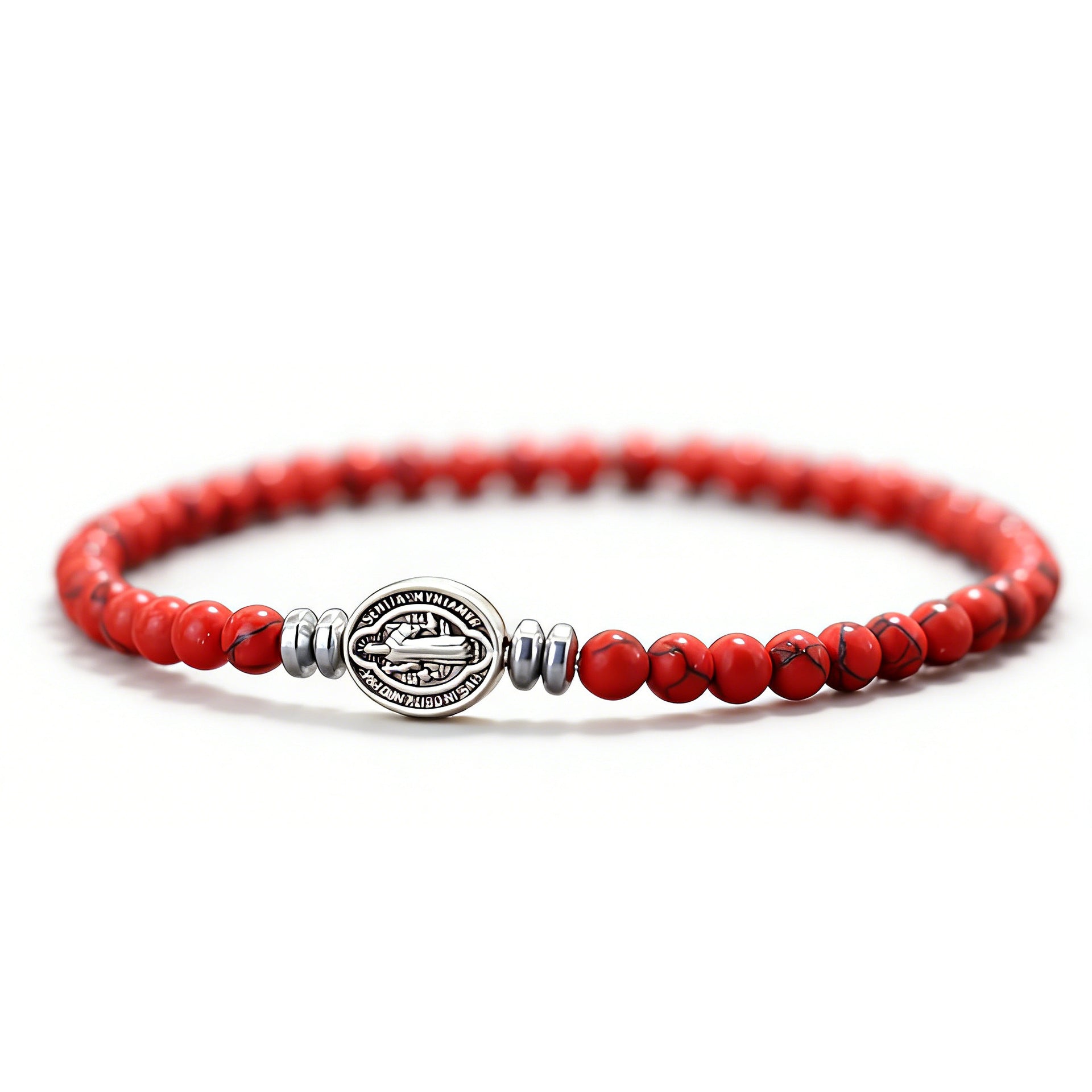 Nordic Style Cross Beading Bracelet With Natural Stone And Alloy Pendant For Unisex