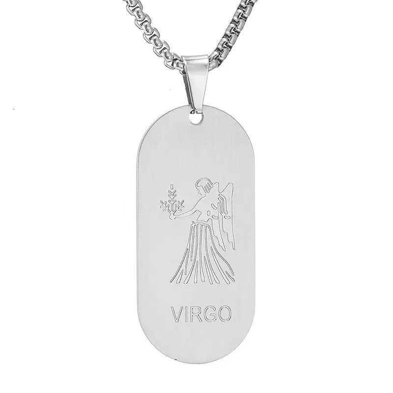 Aries Pendant Necklace In Steel Color, Simple Style Unisex Jewelry Made With Durable Titanium Steel
