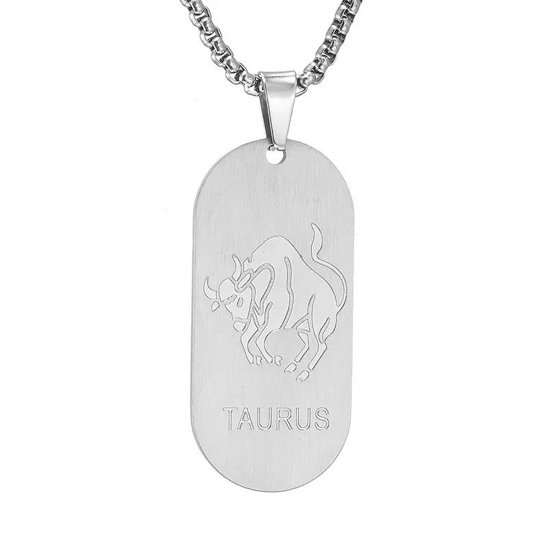 Aries Pendant Necklace In Steel Color, Simple Style Unisex Jewelry Made With Durable Titanium Steel