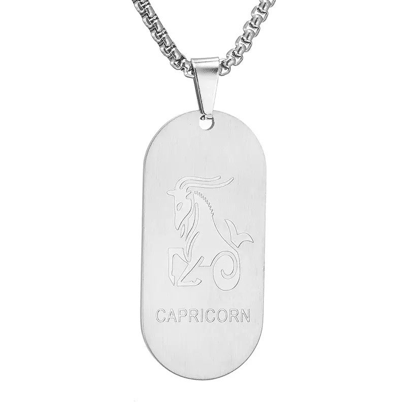 Aries Pendant Necklace In Steel Color, Simple Style Unisex Jewelry Made With Durable Titanium Steel