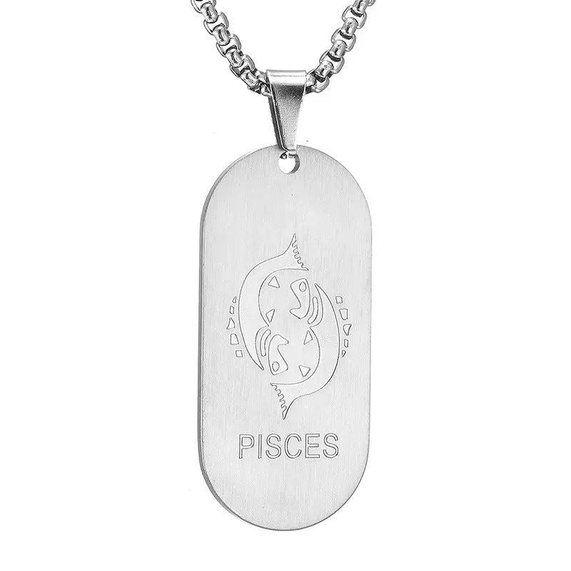 Aries Pendant Necklace In Steel Color, Simple Style Unisex Jewelry Made With Durable Titanium Steel