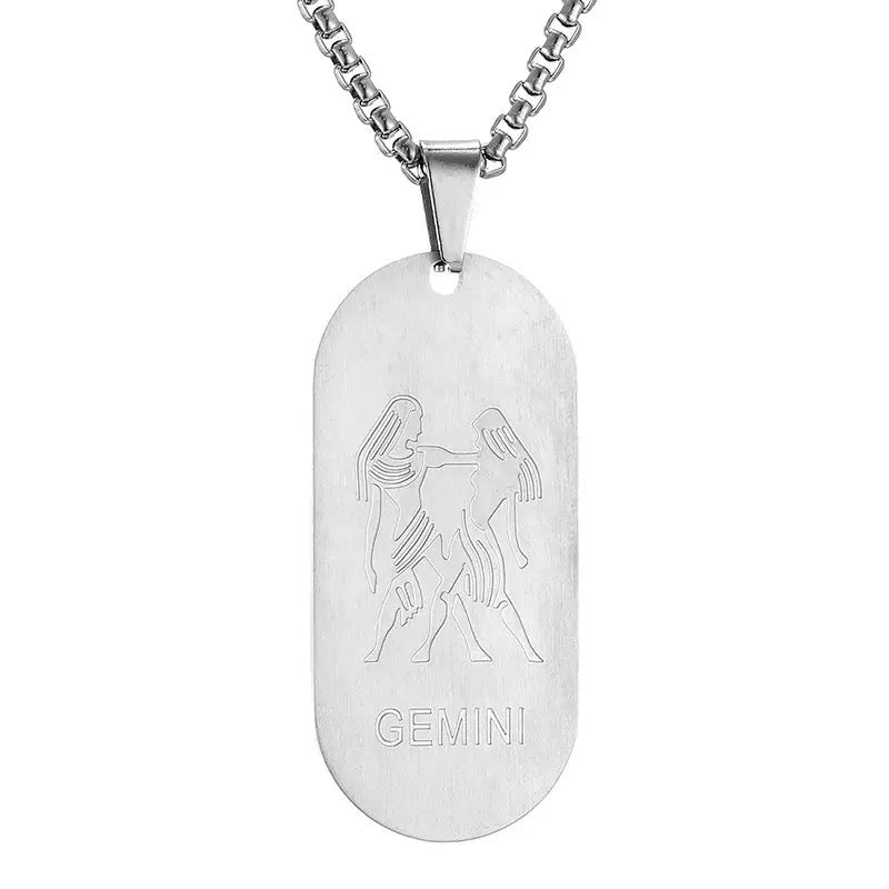 Aries Pendant Necklace In Steel Color, Simple Style Unisex Jewelry Made With Durable Titanium Steel
