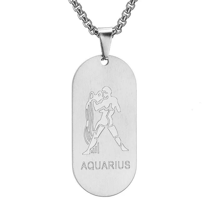 Aries Pendant Necklace In Steel Color, Simple Style Unisex Jewelry Made With Durable Titanium Steel