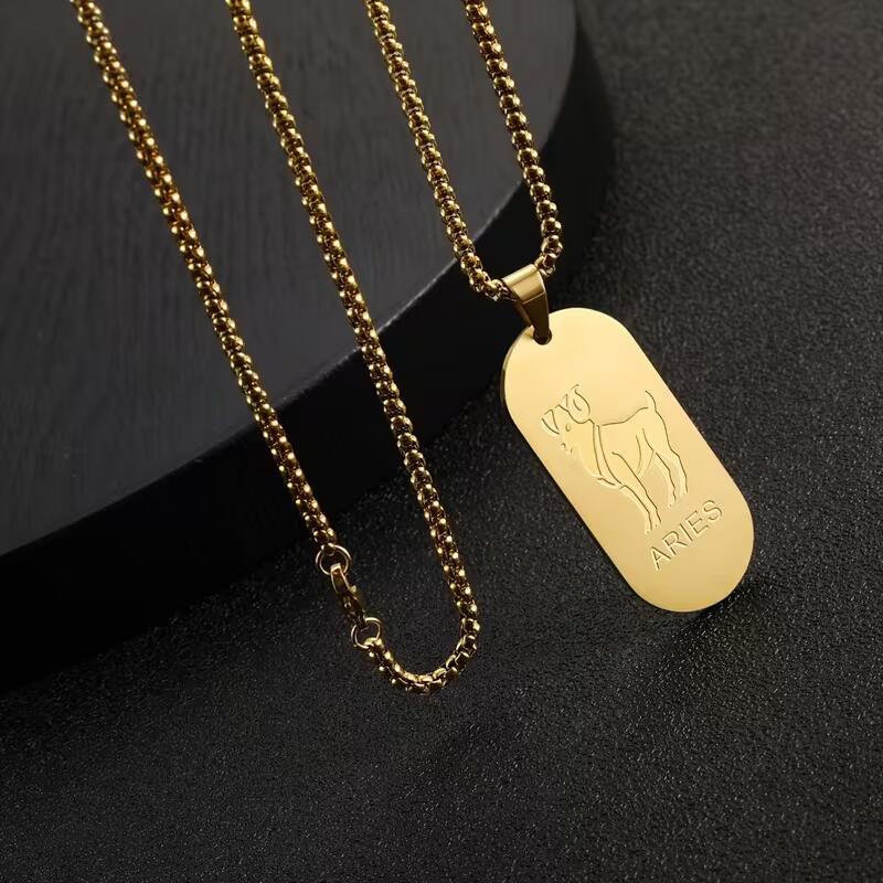 Aries Pendant Necklace In Steel Color, Simple Style Unisex Jewelry Made With Durable Titanium Steel