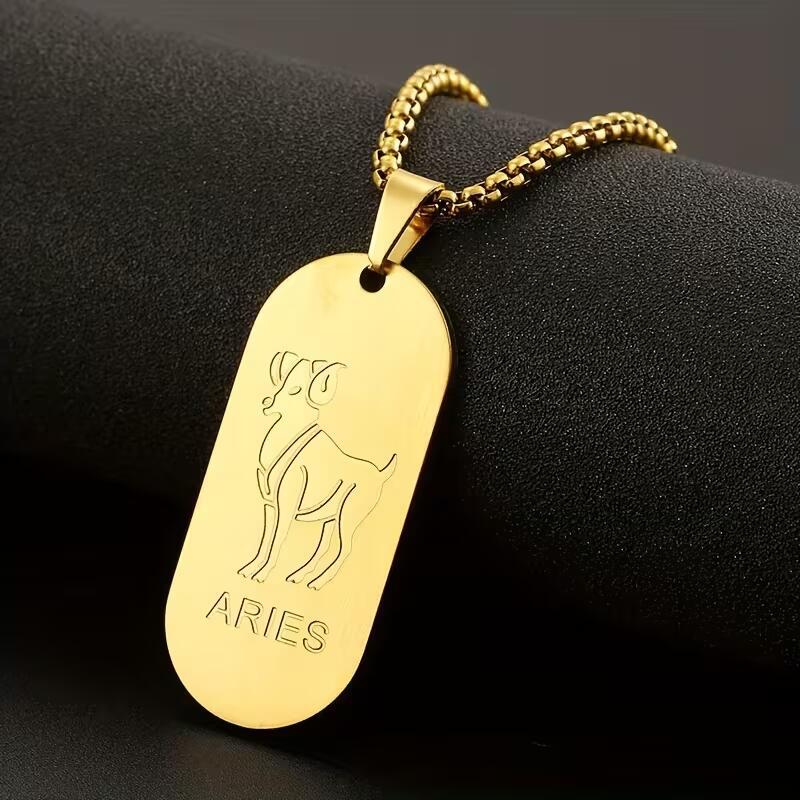 Aries Pendant Necklace In Steel Color, Simple Style Unisex Jewelry Made With Durable Titanium Steel