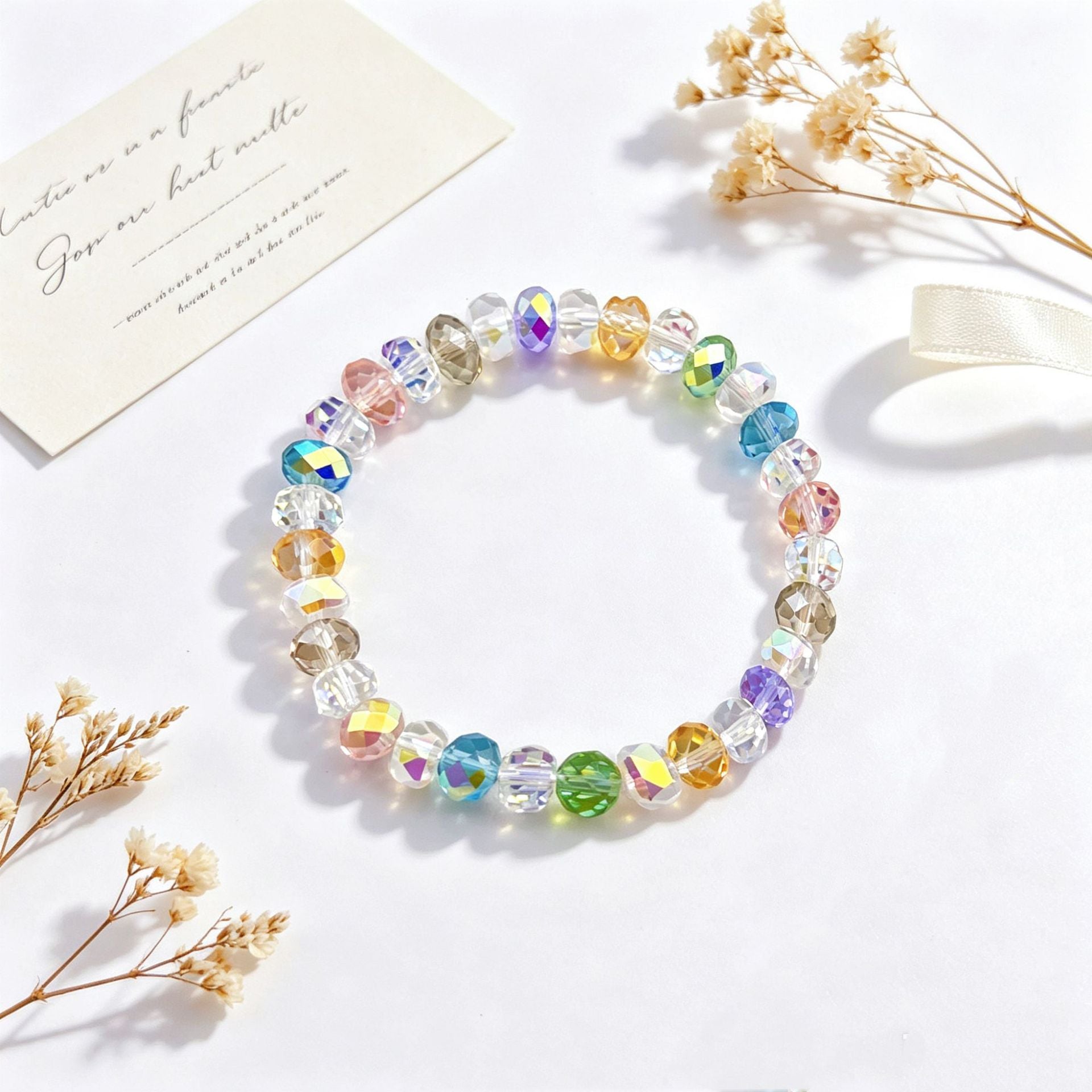 Basic Electroplated Crystal Bracelets For Women, 14 Pieces Set