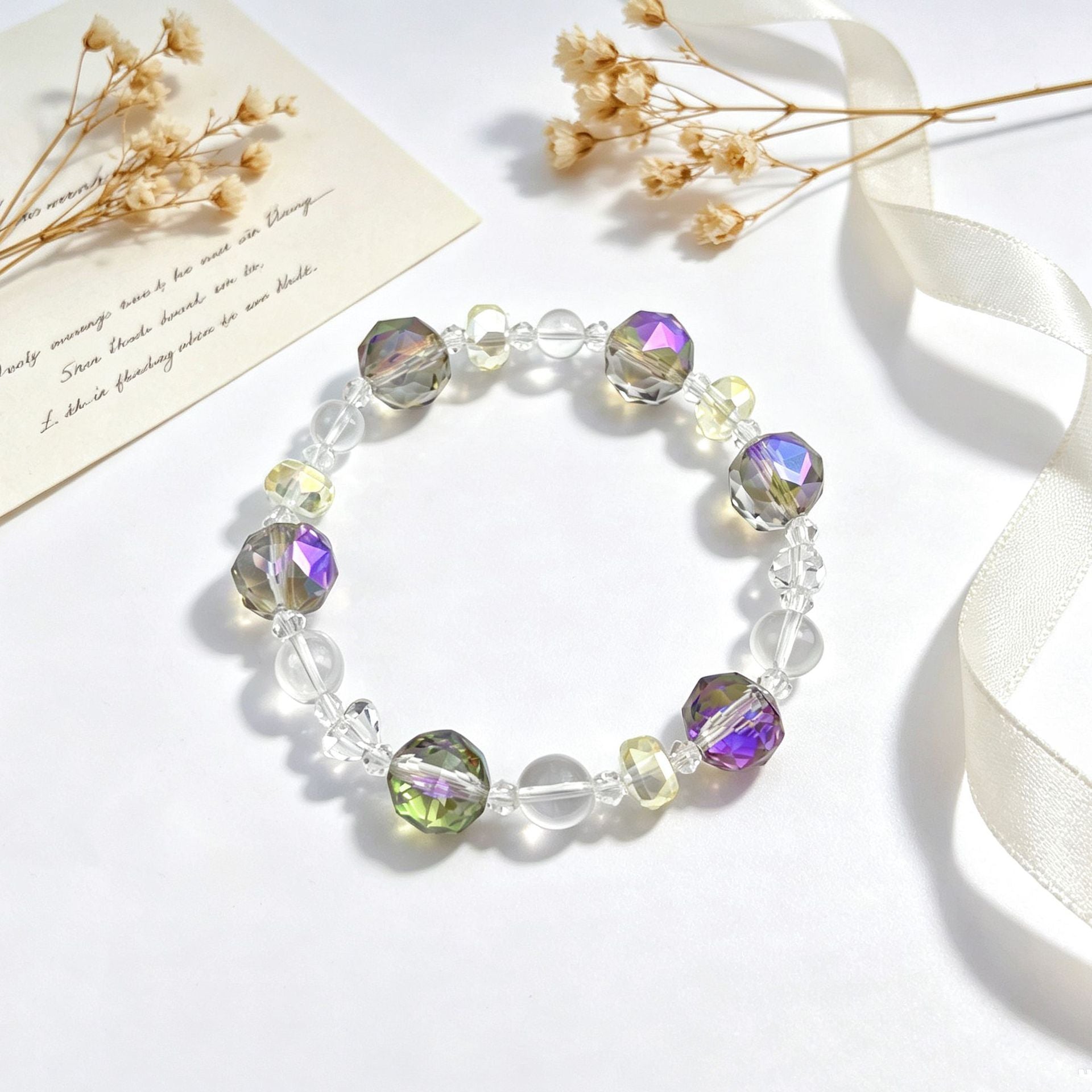 Basic Electroplated Crystal Bracelets For Women, 14 Pieces Set
