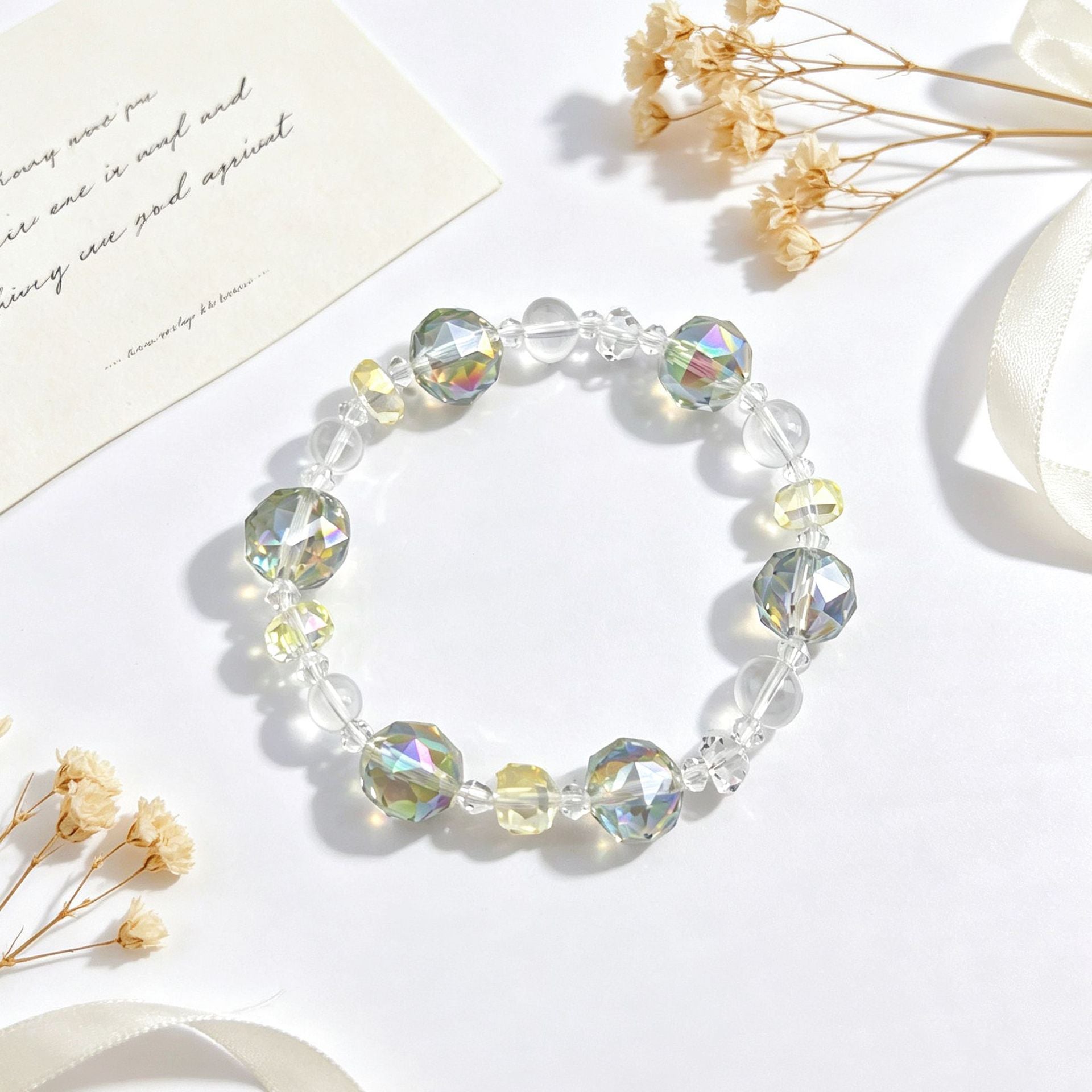 Basic Electroplated Crystal Bracelets For Women, 14 Pieces Set