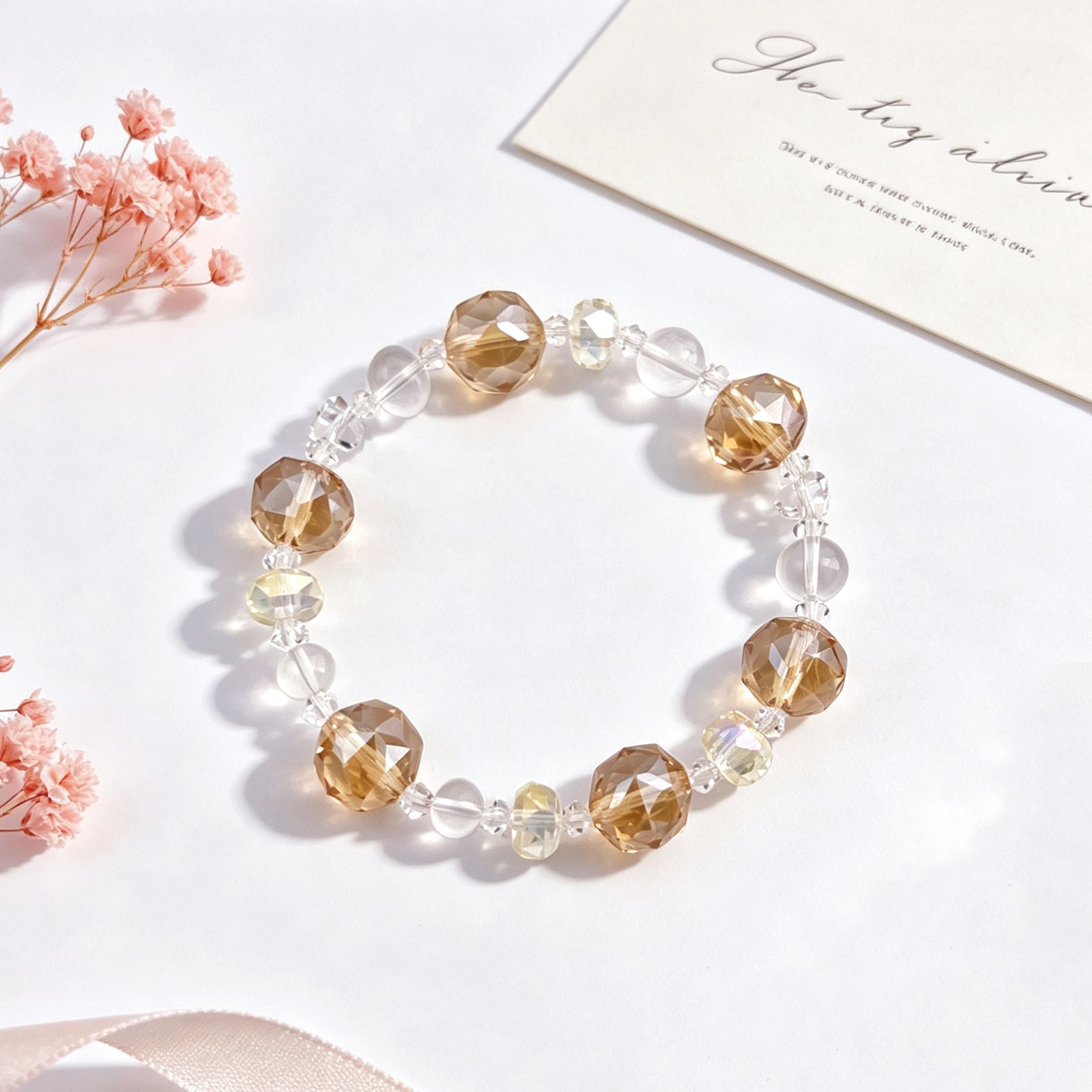 Basic Electroplated Crystal Bracelets For Women, 14 Pieces Set