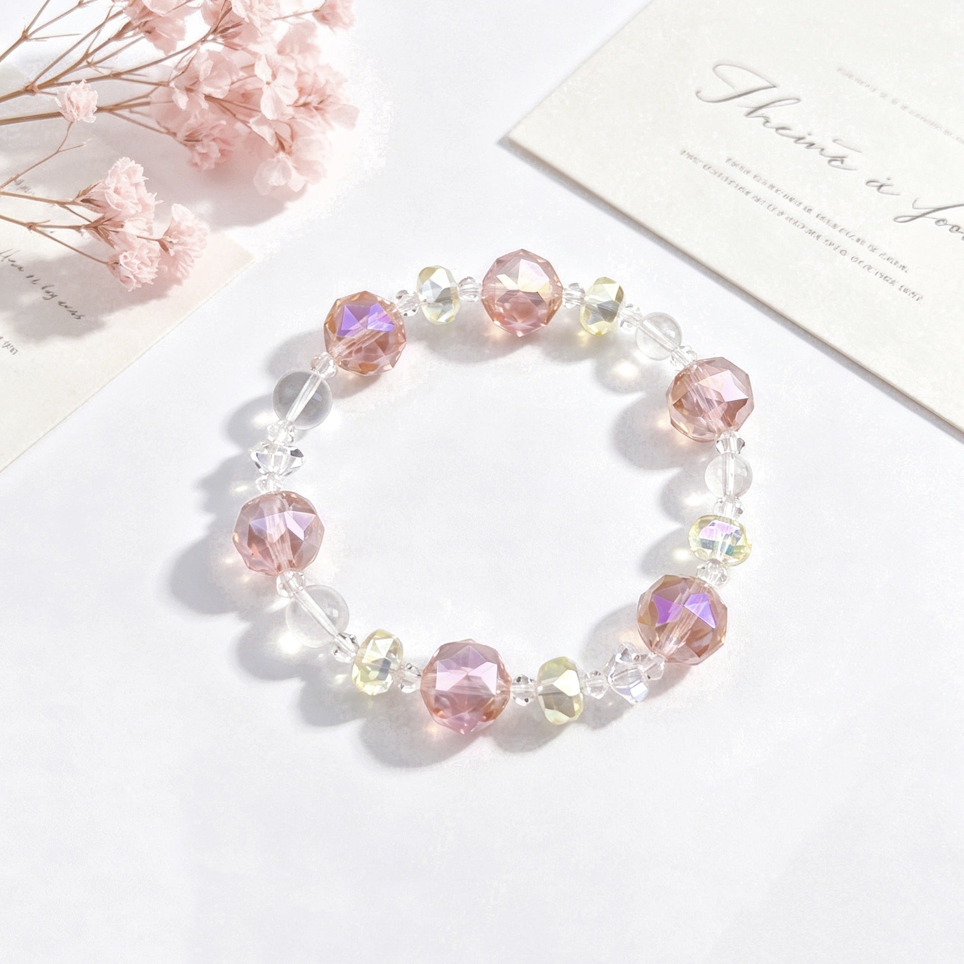 Basic Electroplated Crystal Bracelets For Women, 14 Pieces Set