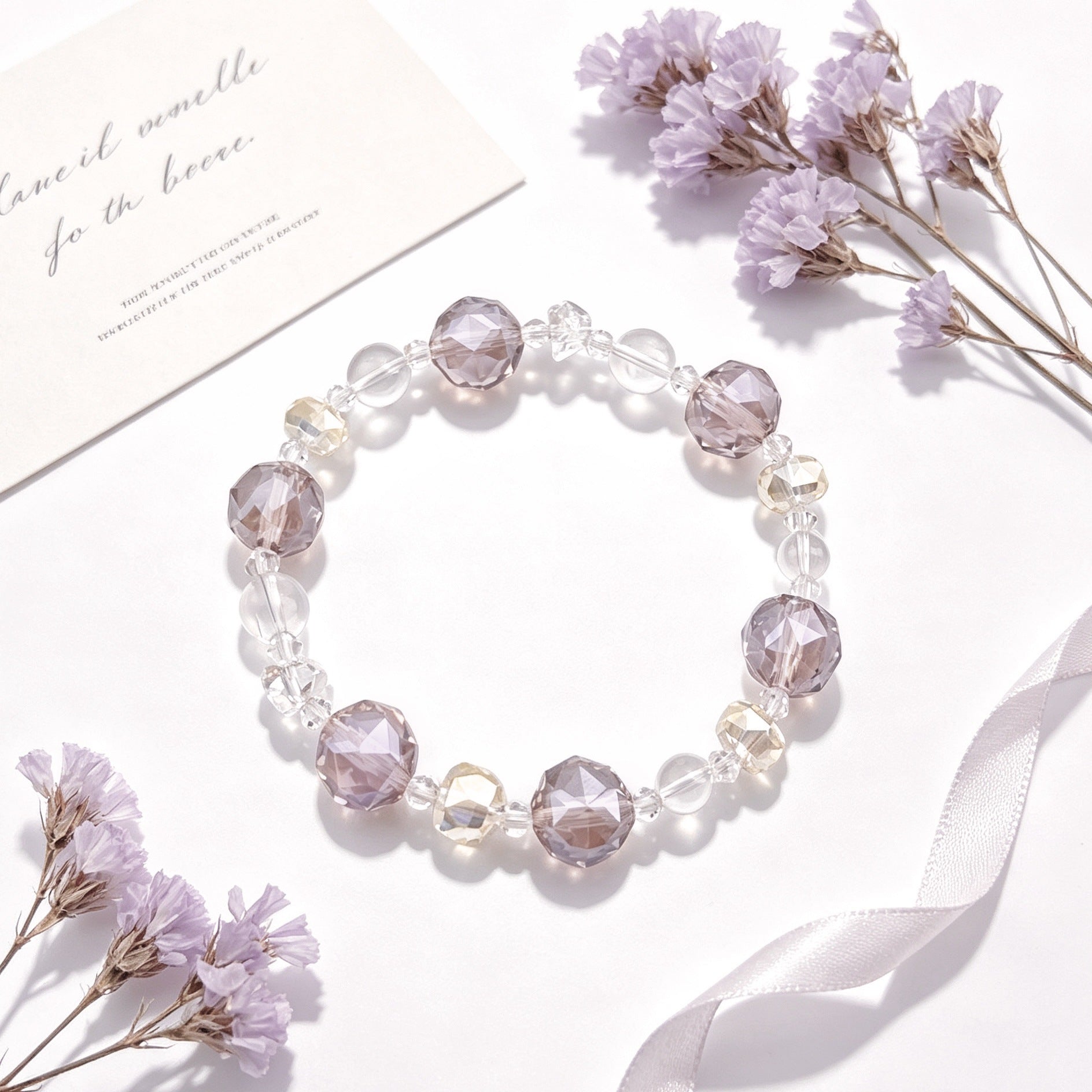 Basic Electroplated Crystal Bracelets For Women, 14 Pieces Set