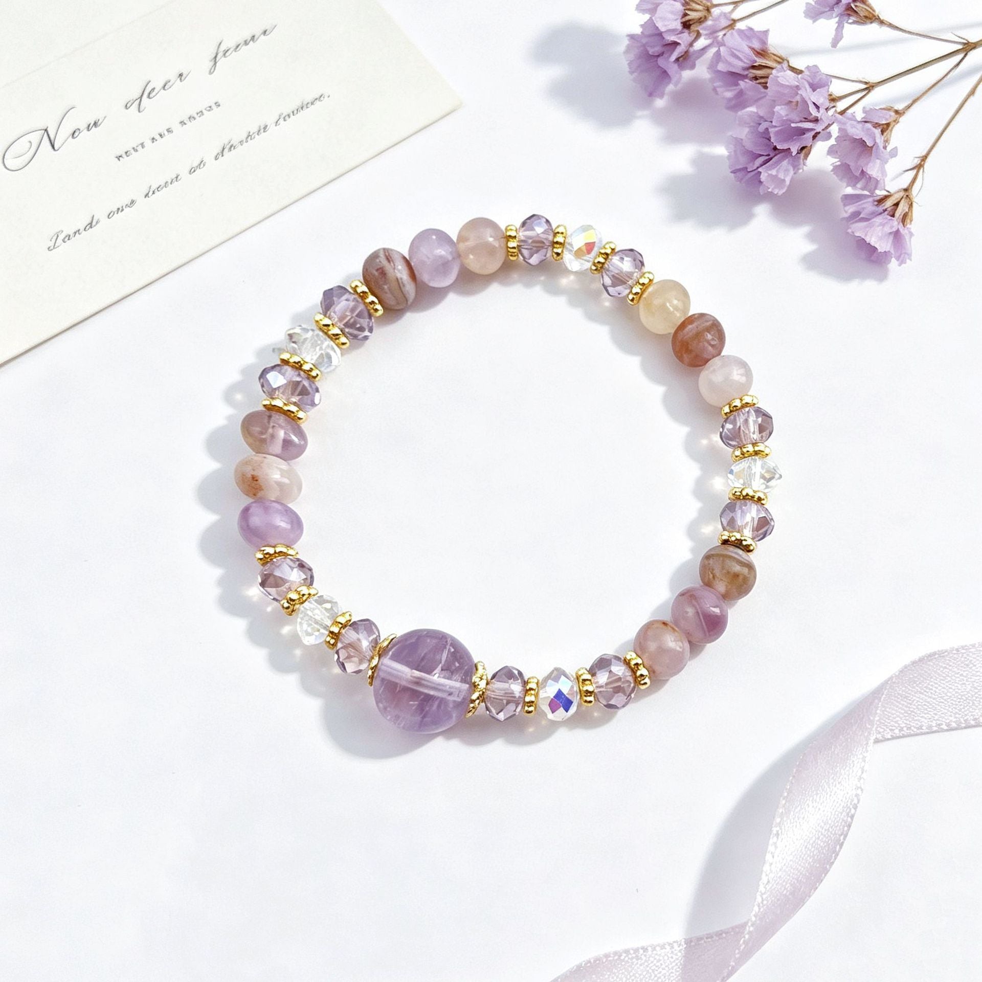 Basic Electroplated Crystal Bracelets For Women, 14 Pieces Set
