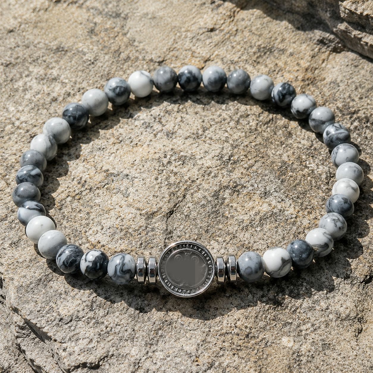Handmade Nordic Style Cross Bracelet With Natural Stone, Unisex Design Perfect For Festival Wear